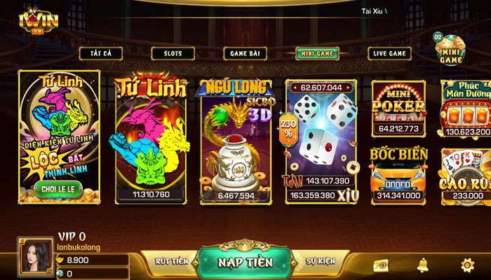 Mini game Iwin đa dạng và mức thưởng cao